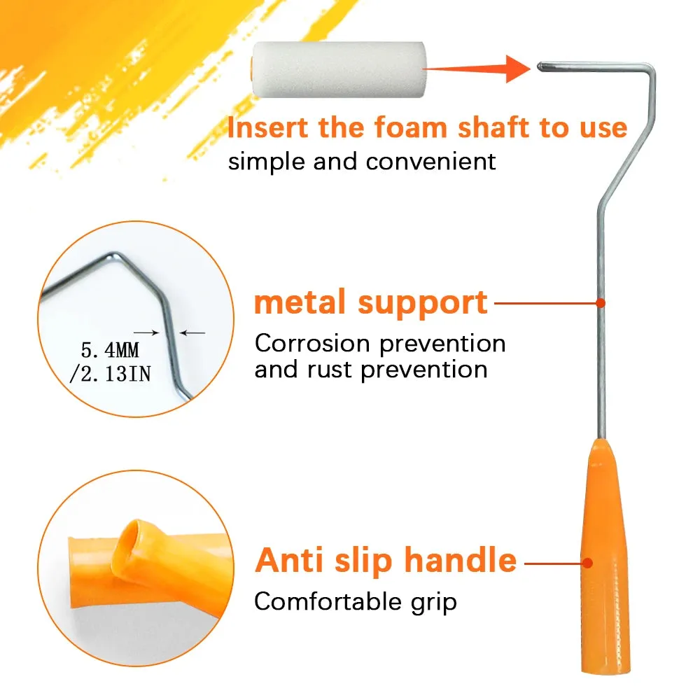 13Pcs/Set 100mm Paint Roller Cover Reusable Polyester Mini Paint Roller Cover   Handles Painting Decorating Painting Tool Set