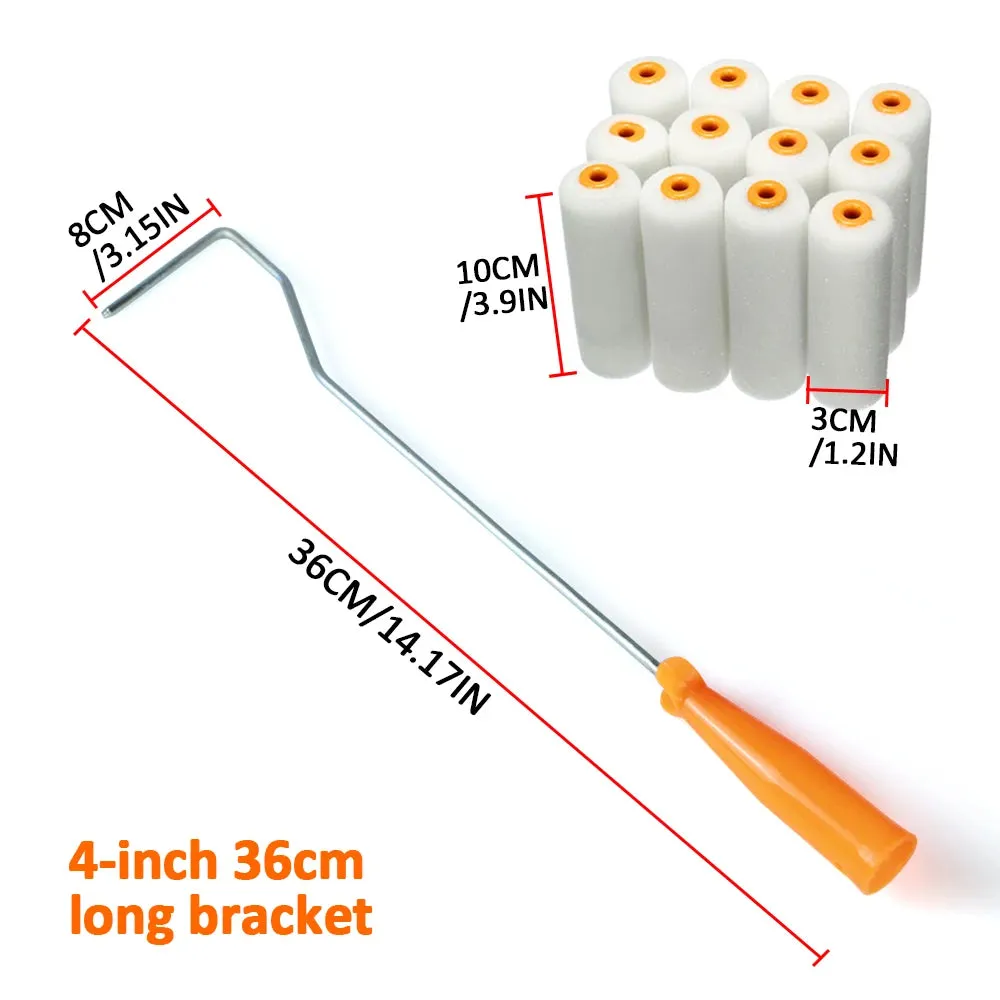 13Pcs/Set 100mm Paint Roller Cover Reusable Polyester Mini Paint Roller Cover   Handles Painting Decorating Painting Tool Set