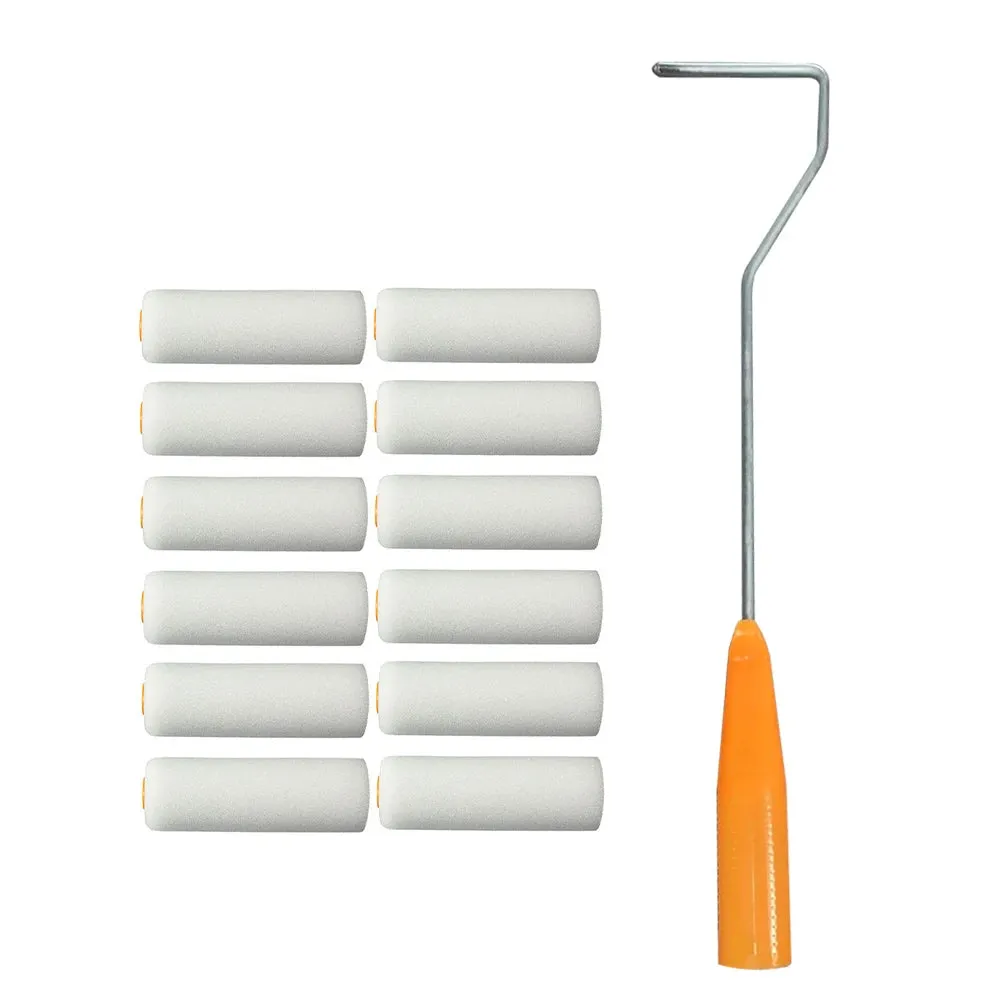 13Pcs/Set 100mm Paint Roller Cover Reusable Polyester Mini Paint Roller Cover   Handles Painting Decorating Painting Tool Set