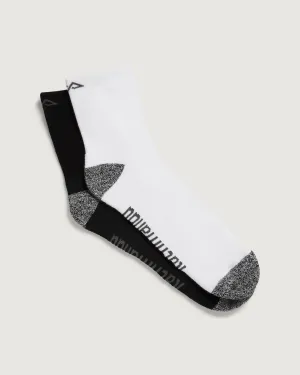 Accion driMOTION Quarter Crew Socks - 2 Pack - Black/White