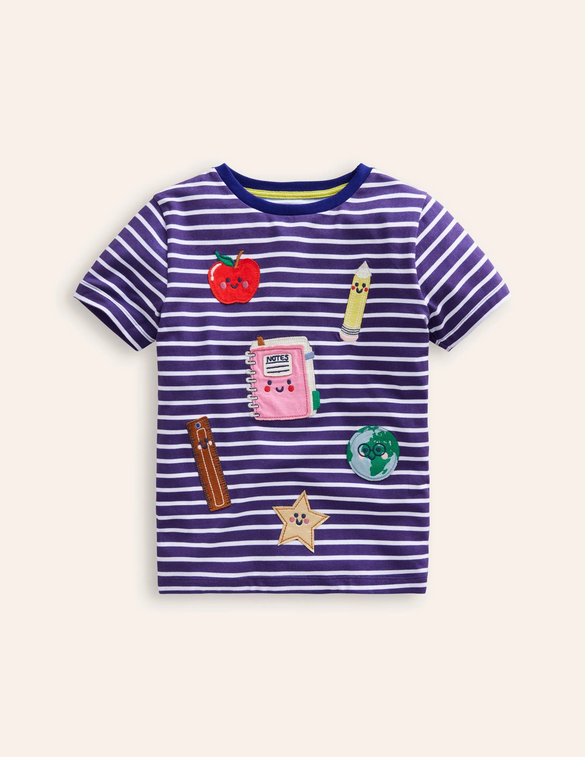 Appliqué T-Shirt-Sapphire/ Ivory Stationary