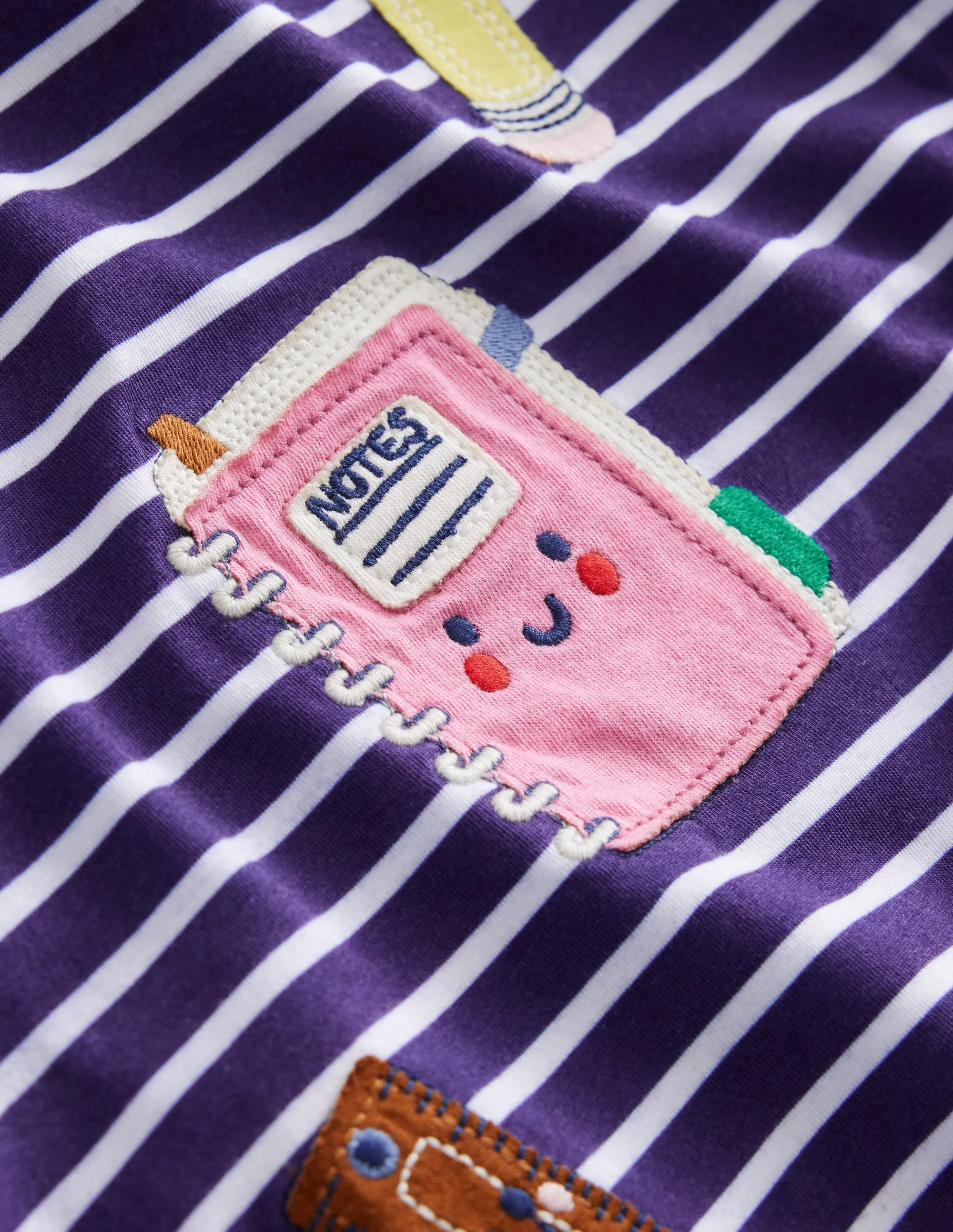 Appliqué T-Shirt-Sapphire/ Ivory Stationary