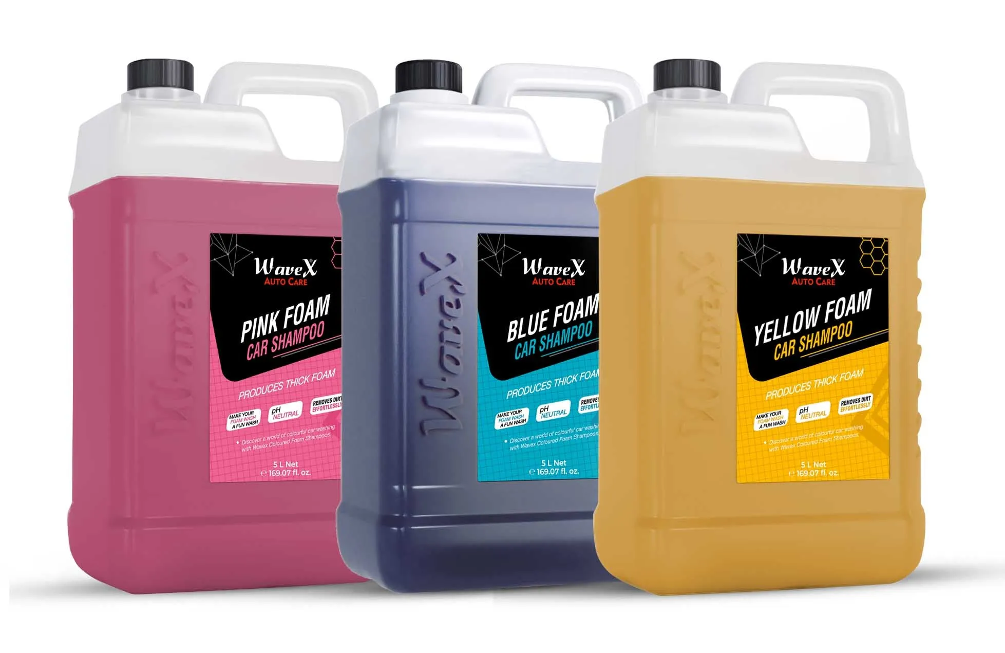 Colour Foam Car Shampoo Combo Consists of Blue, Yellow and Pink Colour Car Foam Shampoos- Produces Thick Coloured Foam
