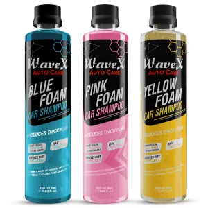 Colour Foam Car Shampoo Combo Consists of Blue, Yellow and Pink Colour Car Foam Shampoos- Produces Thick Coloured Foam
