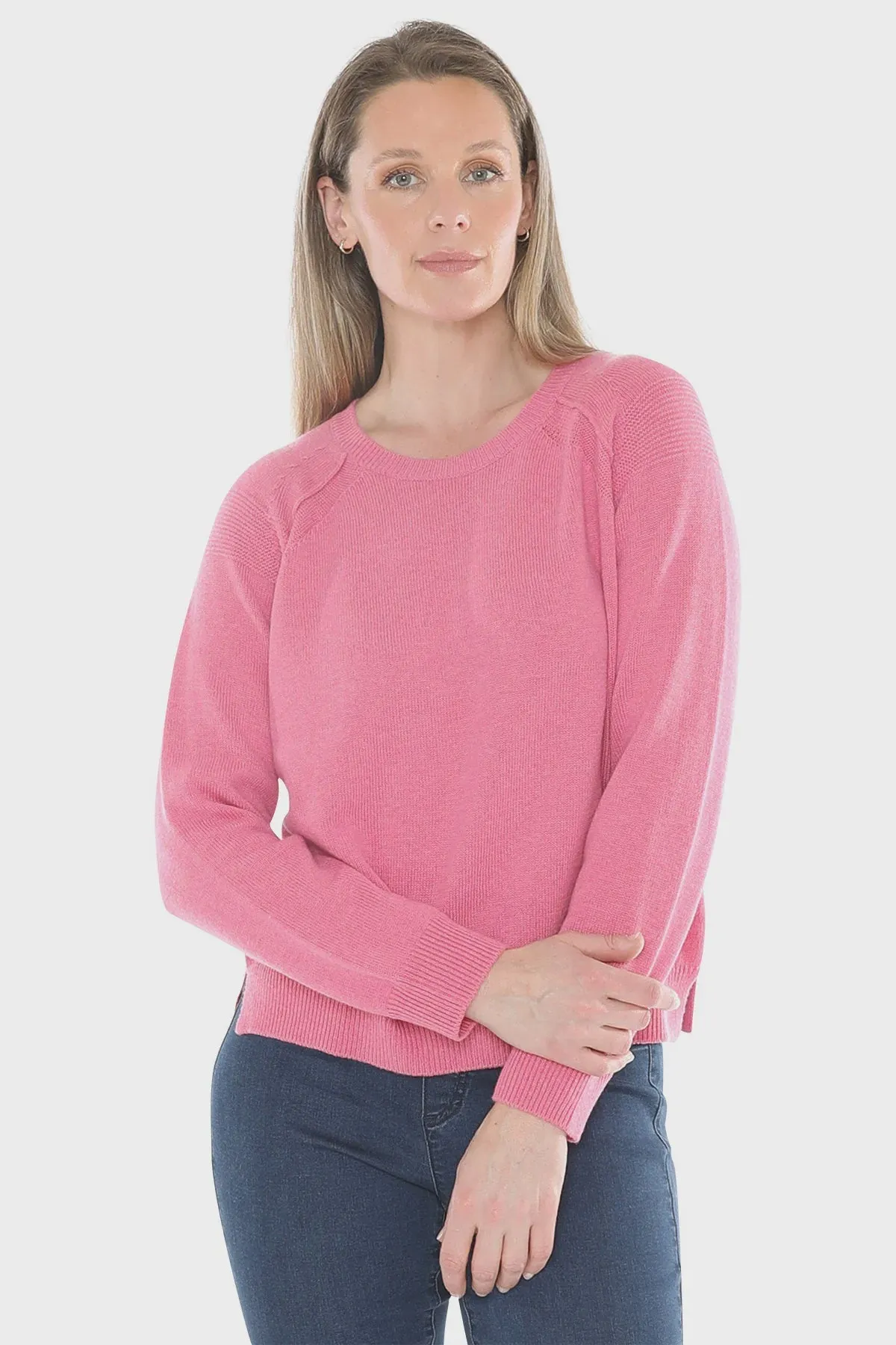 Detail Raglan Pulloverv - Pink Marle