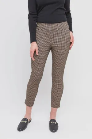 Houndstooth Print Bengaline Pant - Camel/Black