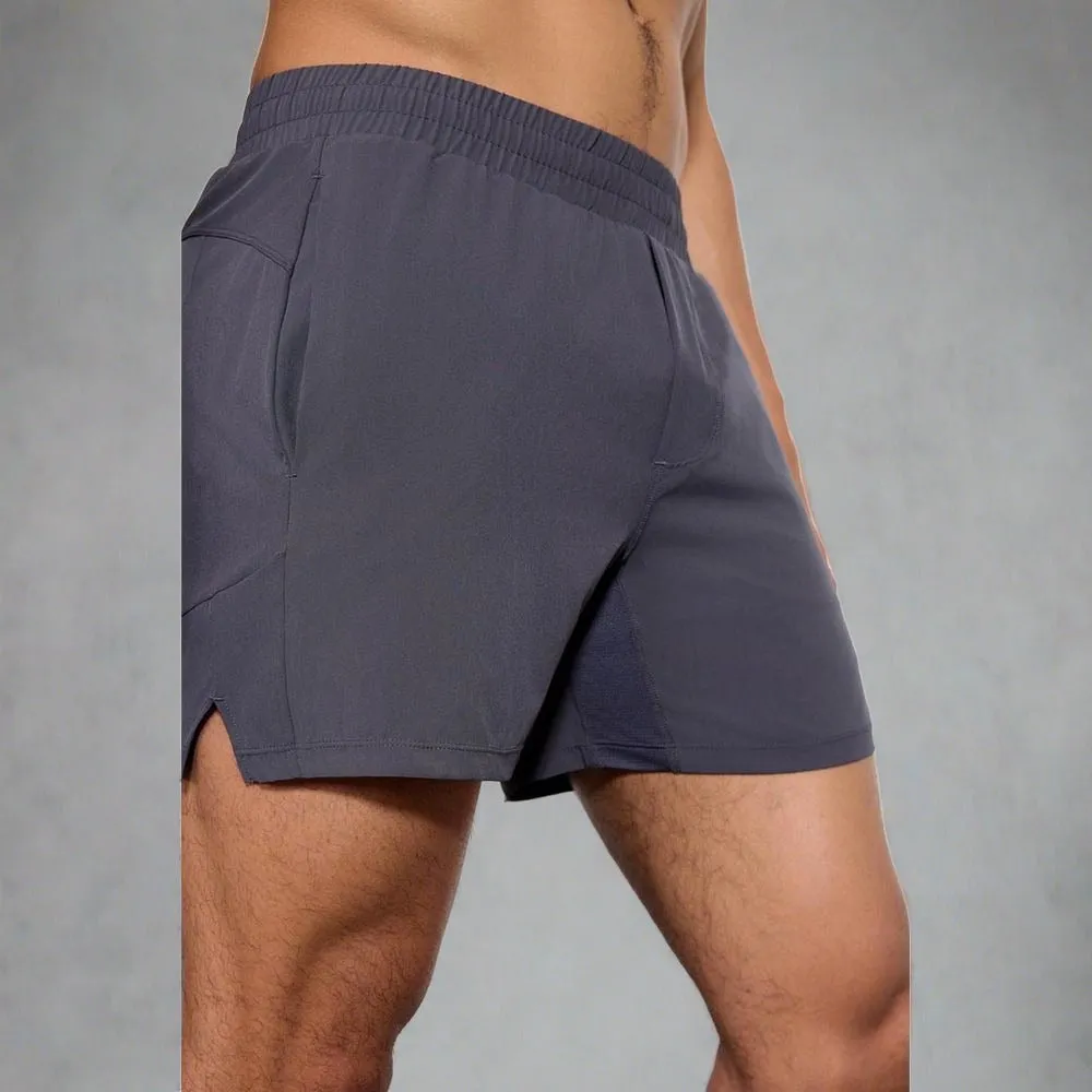 Mens Stride Sweat Swim 5 inch Short with Liner - Asphalt/Persimmon