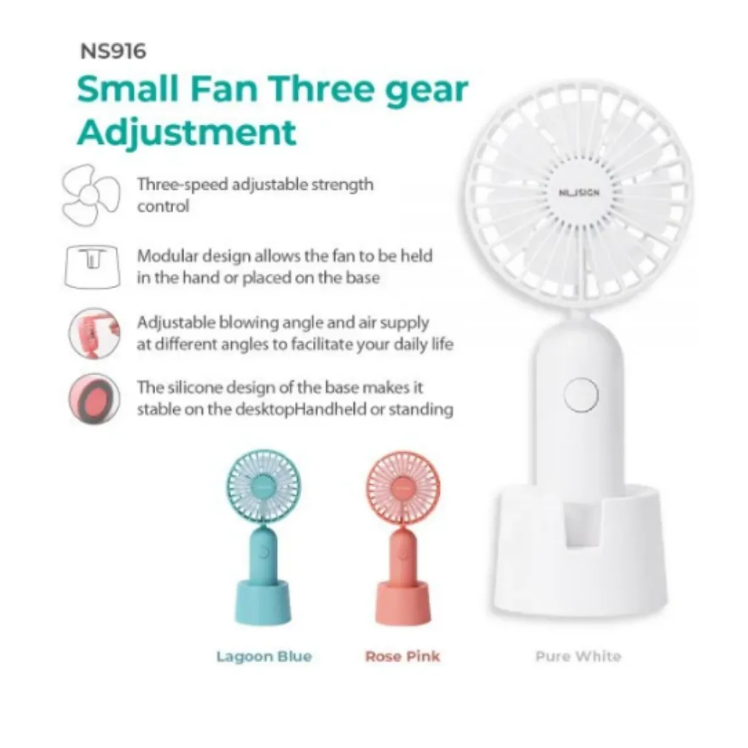 NU SIGN  3-Speed USB Rechargeable Table Fan