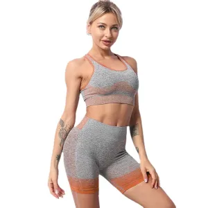 UVRCOS Yoga Seamless Hip Raise Fitness Pants Short Sports Quick-Drying Top Bra  Clothes Women&#39;s Suit Summer